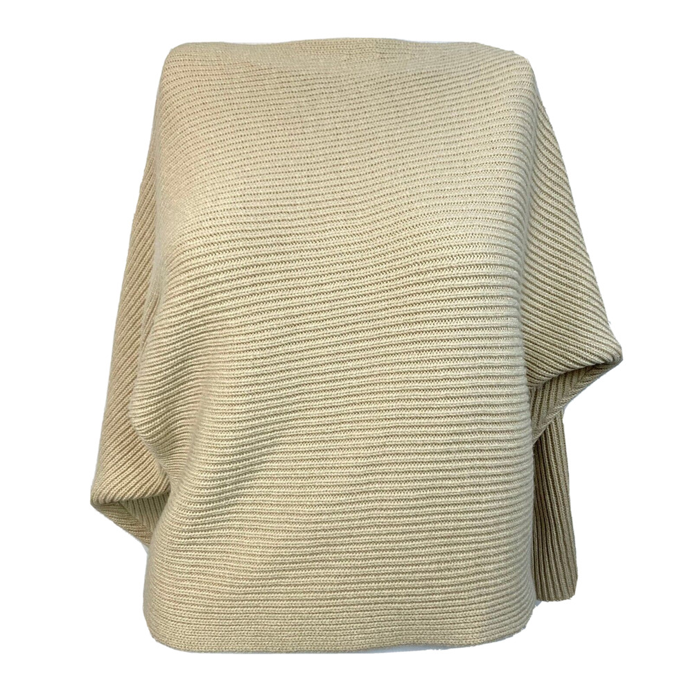Princess Polly Sweater Women 4 Beige Crop Ribbed Cotton Asymmetrical Dolman